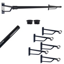 10ft Black Steel Hanging Rail–5 Brackets,Stylish,Ideal for Home or Retail Spaces