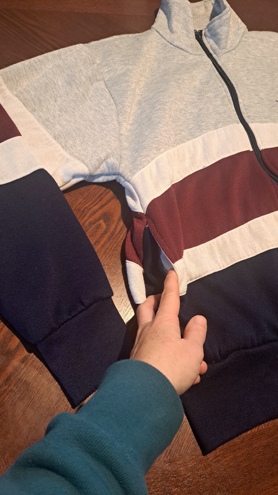 Felpa giacca pony vintage adulto med. Abbigliamento sportivo grigio blu anni 80 90