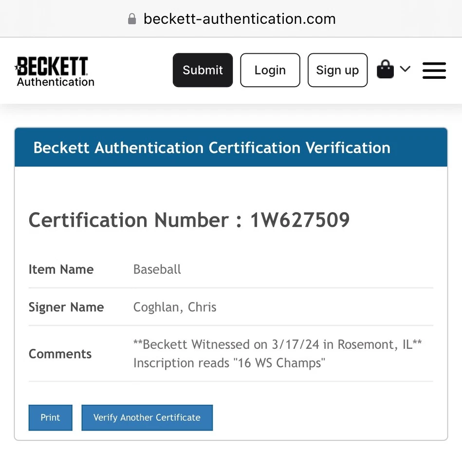 💥Chris Coghlan💥 Cubs Signed 2016 World Series Baseball inscribed Autograph BAS - Image 4 of 4