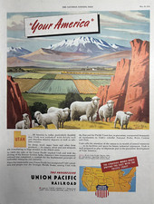 1945 Union Pacific Railroad Progressive Utah Sheep Products Vintage Print Ad