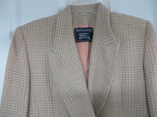 BURBERRY Wool Blend Tweed Checkered Double breast Cream/green Blazer 4 - Picture 7 of 10
