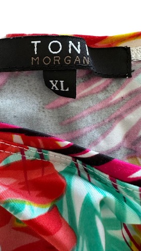 Toni Morgan Women’s Sz XL 3/4 Sleeve Floral Tropical Knit Top - Picture 4 of 5