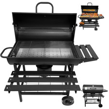 Grillwagen Holzkohlegrill Mit Deckel und Ablagen Temperaturanzeige …
