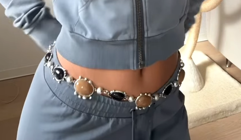 Zara Cowboy Resin Stone Metal Link Belt Silver Size W30 / EU80