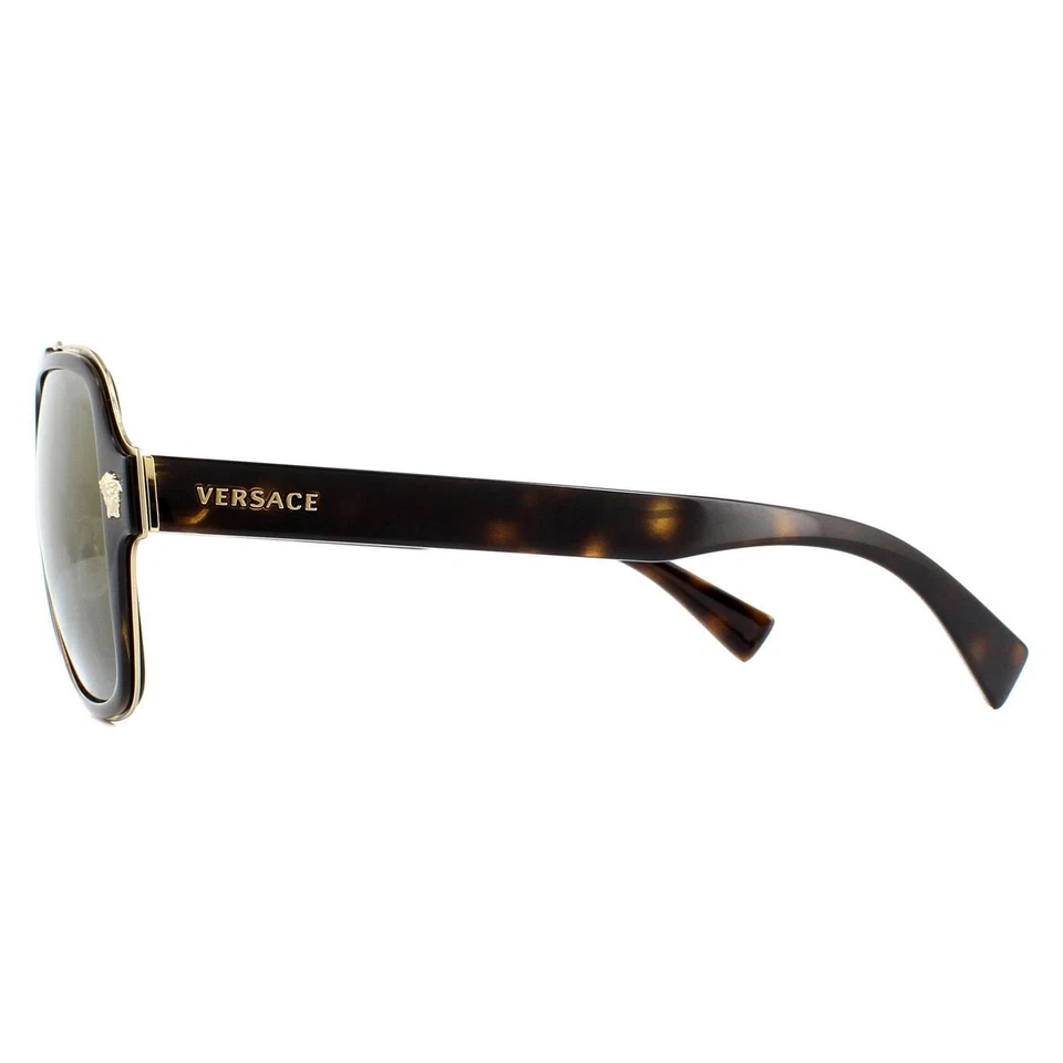 Versace Lunettes de Soleil VE2199 12524T Havane Foncé Gris Foncé Miroir Or - Photo 3/4