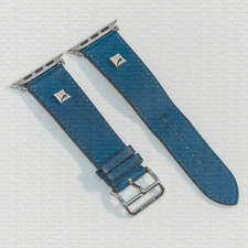 Apple Watch Hermes Single Tour Medor Spiked Studded Blue Band Strap 42mm