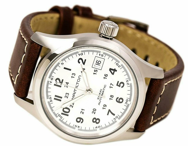 Hamilton Khaki Field Silver Men's Watch with Brown Leather Band - H70455553  for sale online | eBay