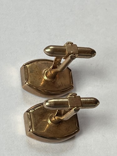 Vintage kleine rote Fliegenfischen Fliegenhaken goldfarbene Manschettenknöpfe - Vorderseite der Glieder - Bild 7 von 7