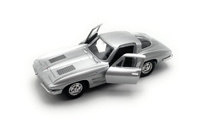 Modellauto Chevrolet Corvette Stingray 1963 1:34-39 Silber Miniatur Fahrzeug