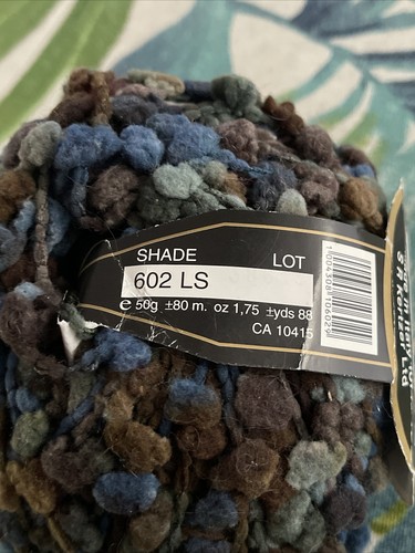 The COLLECTION SRK pom yarn shade #602. 1 skein NEW Blue Brown Green Italy Made - Picture 2 of 6