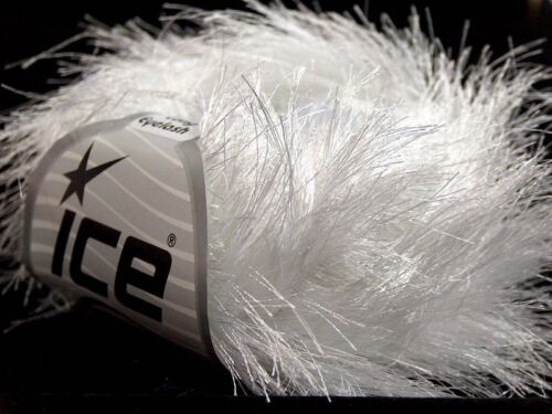 38Yd Optical White Extra Long Eyelash Yarn #13268 Ice Bright White 50gr 38yds - Picture 1 of 3