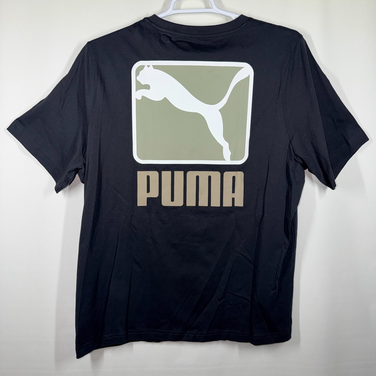 PUMA Mens Size XXL Colorblock Black Short Sleeve T-Shirt Logo Back Cougar New thumbnail 4