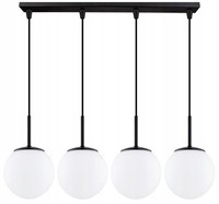 HäNgelampe Esstisch 4-Flammig Glas Schwarz E27 L:60 Cm Pendelleuchte Esszimmer