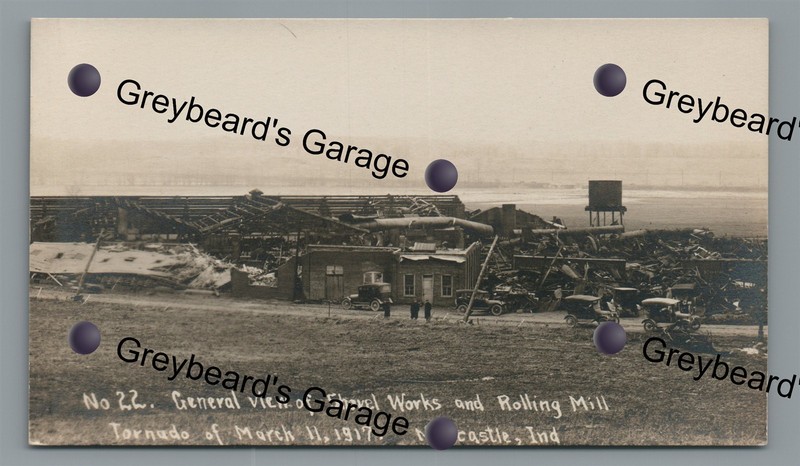 RPPC Tornado Damage Rolling Mill 1917 NEWCASTLE IN Indiana Real Photo Postcard 2