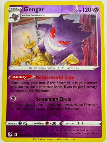 Pokémon TCG 066/196 Reverse Holographic Rare Gengar SWSH11: Lost Origin NM/M