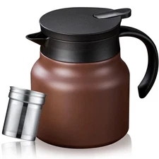 Thermal Coffee Carafe/Tea Pot with Ceramic Liner 27 OZ, Small Coffee Thermo T...