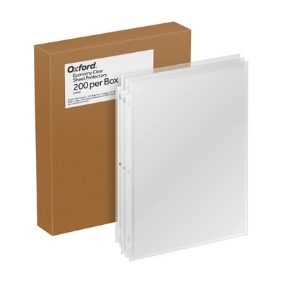 Sheet Protectors Clear Top Load Reinforced 3 Hole Punch Letter Size 200 Box