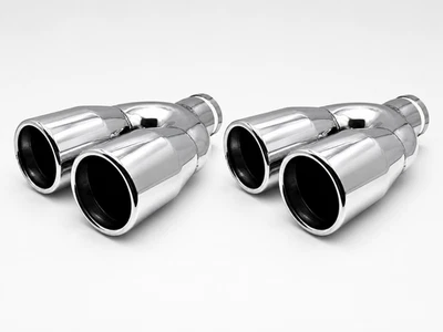 2x Embout Double Tuyau d’Échappement Chromé Style Sport Universel CARTUNER - Photo 1/4