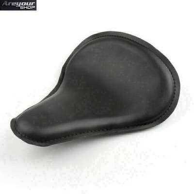 Black Leather Solo Slim Seat Large Fits For Bobber Chopper Custom 32 x 35cm