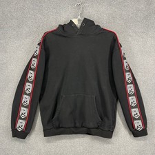 Sidemen Official Hoodie Mens Large Black EST2013 Logo Tape Red Stripe Sweatshirt