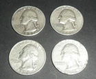 Four Washington Quarters 90% Silver.  1957. 1957. 1960. and 1961.