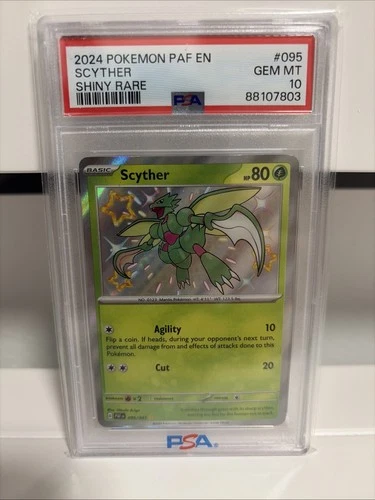 POKEMON 2024 Paldean Fates Shiny Rare SCYTHER #095 PSA 10 Very Hard To Find