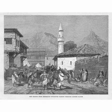 RUSSO-TURKISH WAR The Exodus from Erzurum - Antique Print 1877