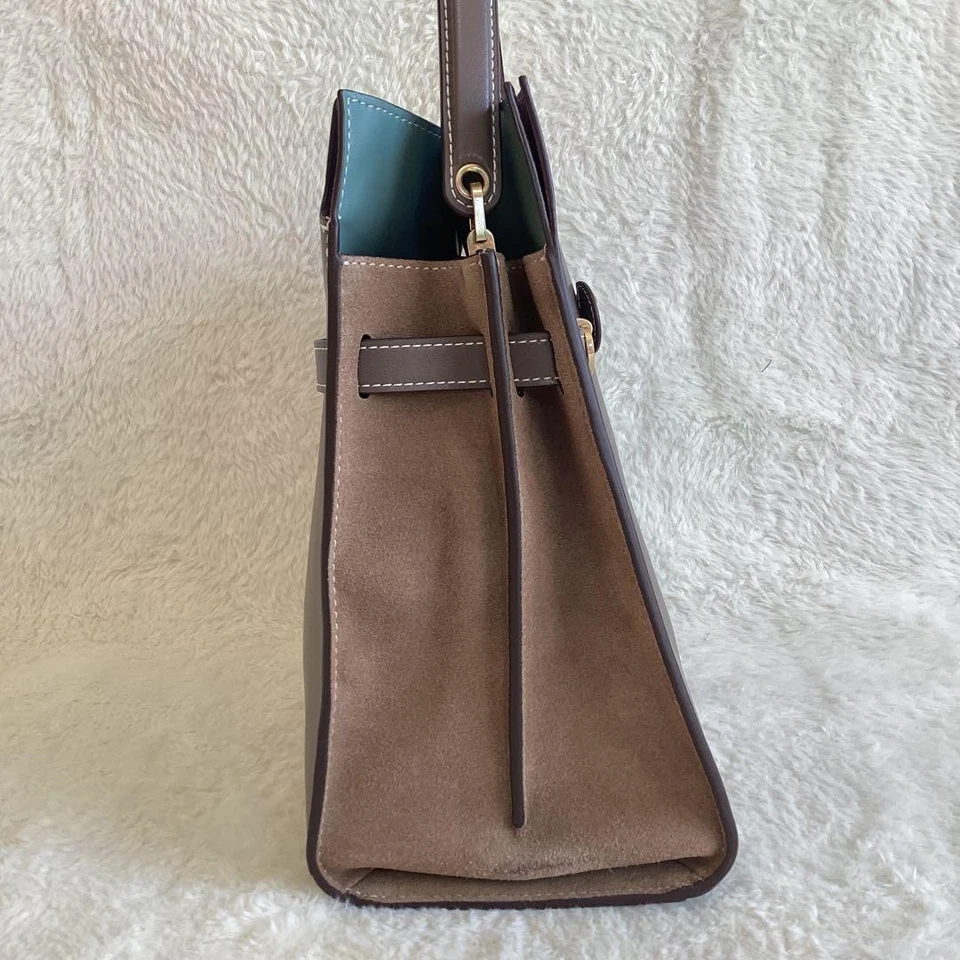 Bolso de hombro Tory Burch Lee Radziwill doble de cuero gris bidireccional excelente Foto 3 de 4