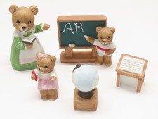 VTG Homco School Classroom Bears #1409 Figurines 5ct Porcelain Sri Lanka D3745