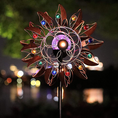 Solar Wind Spinner Multi-Color LED Lighting by Solar Powered Glass Ball with Kin