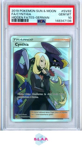 FA/CYNTHIA HIDDEN FATES - GERMAN POKEMON SUN & MOON HIDDEN FATES 2019 SV82 PSA 10