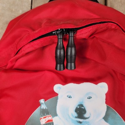Vintage 1996 Coca-Cola Polar Bear Backpack Red Nylon NWT  display picture 3