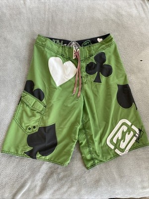 Billabong Board Shorts Mens 33 Taj Burrow Poker Card Y2K Surf Swim