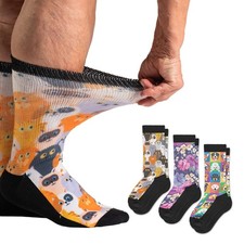 EasyStretch 3 Pack Diabetic Crew Socks for Men , Non Binding Neuropathy Soc...