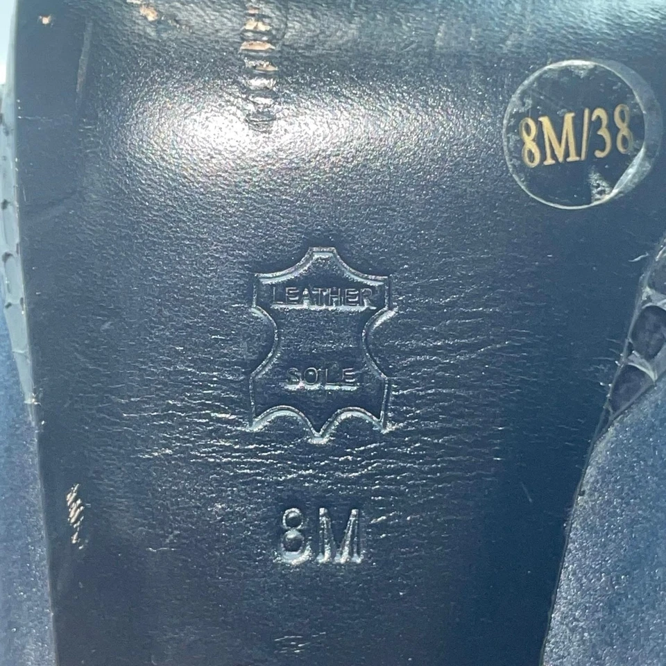 Zapatos de salón de satén Tory Burch piel de serpiente plataforma tacones peep toes para mujer talla 8 negros Foto 3 de 4