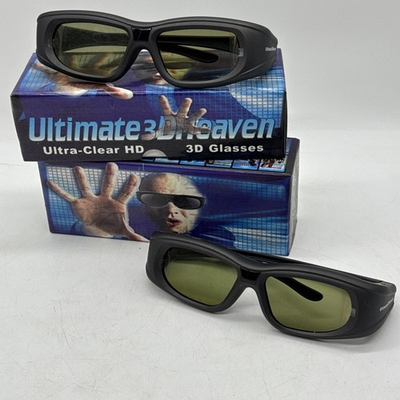 #ad Ultimate 3D Heaven Ultra Clear HD Glasses GO5 A DLP Link Rechargeable 2 Pairs $39.00