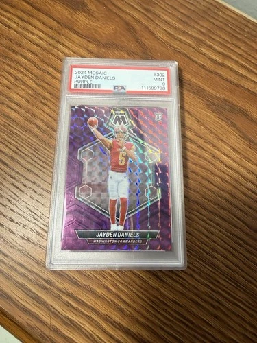 Jayden Daniels 2024 Purple Mosaic Rookie Card 24/49 PSA 9