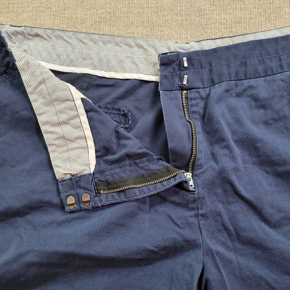 Pantalones Cortos Roz & Ali Para Mujer 22 Azul Chino Frente Plano Verano Informal Bolsillo tiro alto Foto 3 de 4
