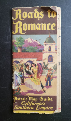 Vintage 1946 Roads To Romance Southern California Pictorial Foldout Brochure Map