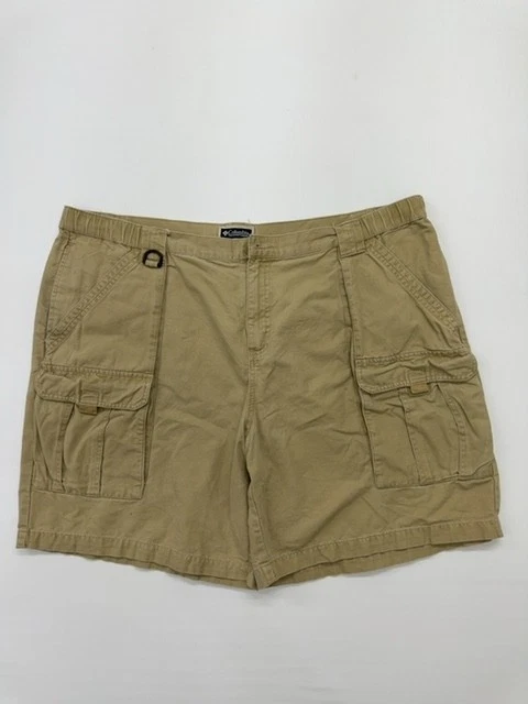 Columbia Men Tan Cargo Shorts XXL Drawstring Waist Regular Cotton Blend