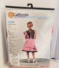 CALIFORNIA COSTUMES 50'S SWEETHEARTS GIRLS LARGE 10-12 COSTUME - 00400 - PINK