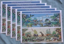 Five Sheets x 15 = 75 THE WORLD OF DINOSAURS 32¢ US Postage Stamps USA Sc # 3136