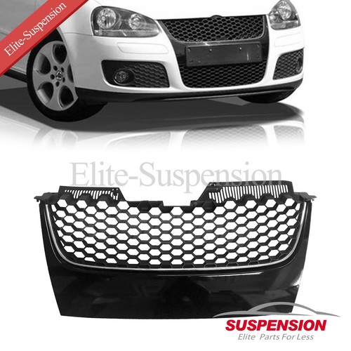 Black Hex Mesh Grille With Chrome Trim - Fits 2006-2009 VW GTI, GLI & Jetta MK5