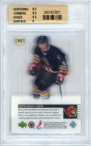Martin Havlat RC BGS 9.5: 2000-01 Upper Deck Ice Rookie Card /1500 Top POP - Picture 2 of 3