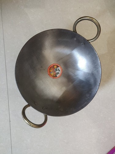 Wok (karahi) En émail Plat – Noir, Anti-adhésif, Fond Plat, Diamètre 20 à 30 Cm, Fabriqué En Inde
