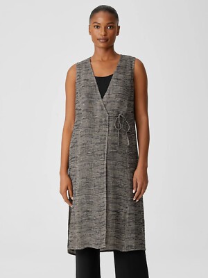 eileen fisher linen wrap dress Puckered Organic Linen Wrap Dress