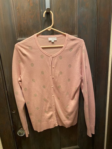 LOFT PINK Cardigan sweater With Sparkly 