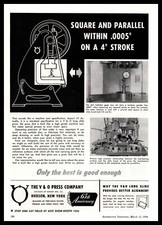 1954 The V & O Press Company Hudson New York Power Presses & Feeds Print Ad