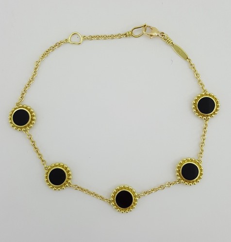 Lagos Covet Five Station Onyx 18K Yellow Gold Bracelet 5.6 Grams Retail $1,950 - Picture 5 of 9