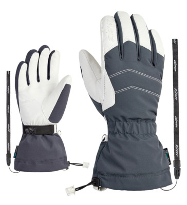 Ziener Damen Ski handschuhe KiLATA AS AW 7,5 Grau Grey Glove AquaShield Wool